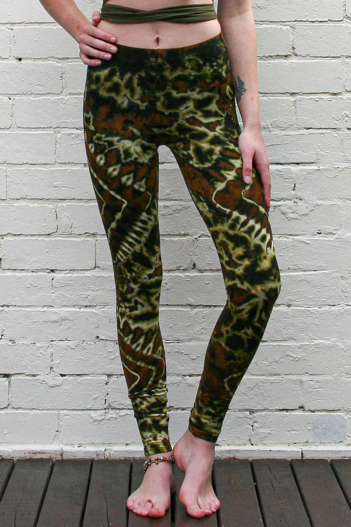 Forest Green Mandala Tie Dye Leggings