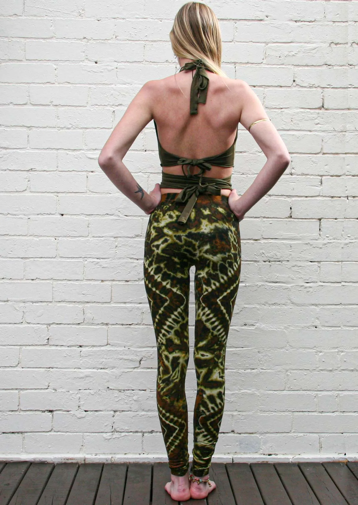 Forest Green Mandala Tie Dye Leggings