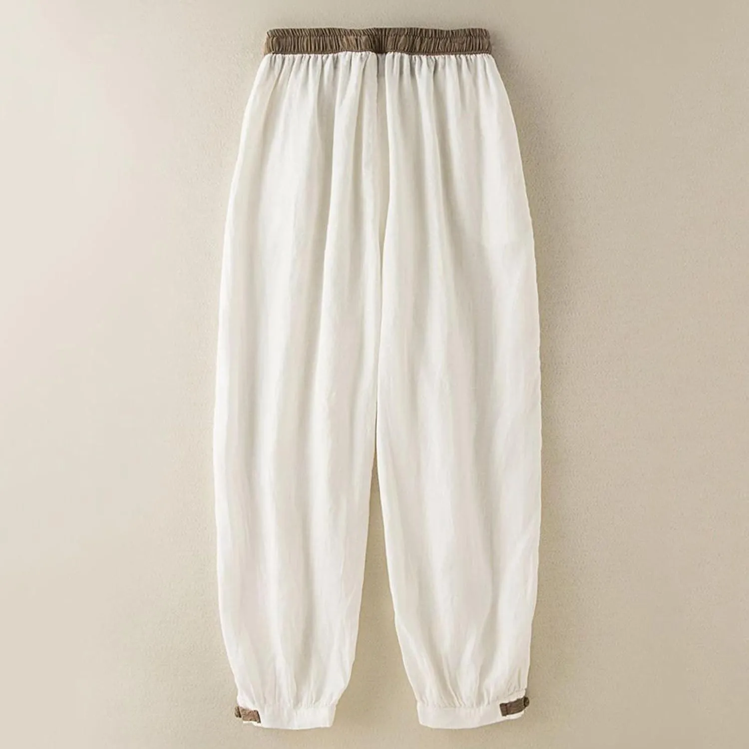FZYLQY Linen Pants for Women Summer 2025 Casual Elastic Waist Trousers Relax Fit Comfy Palazzo Wide Leg Pants Sweatpants