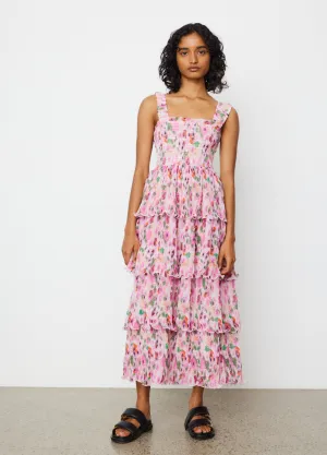 Georgette Flounce Smock Dress