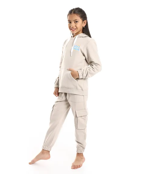 Girls' Winter Hoodie Pajamas - Beige