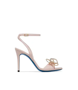 Gold metal and crystals flower petal pink sandal