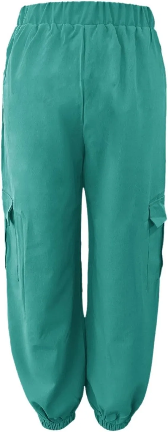 Harem Pants for Women Casual Comfy Drawstring Elastic Waist Cargo Joggers Summer Lounge Beach Pants with Pockets