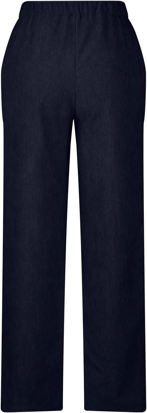 HGps8w Womens High Waist Corduroy Pants Y2K Straight Wide Leg Casual Workout Trousers with Pocket Teen Girls Baggy Streetwear