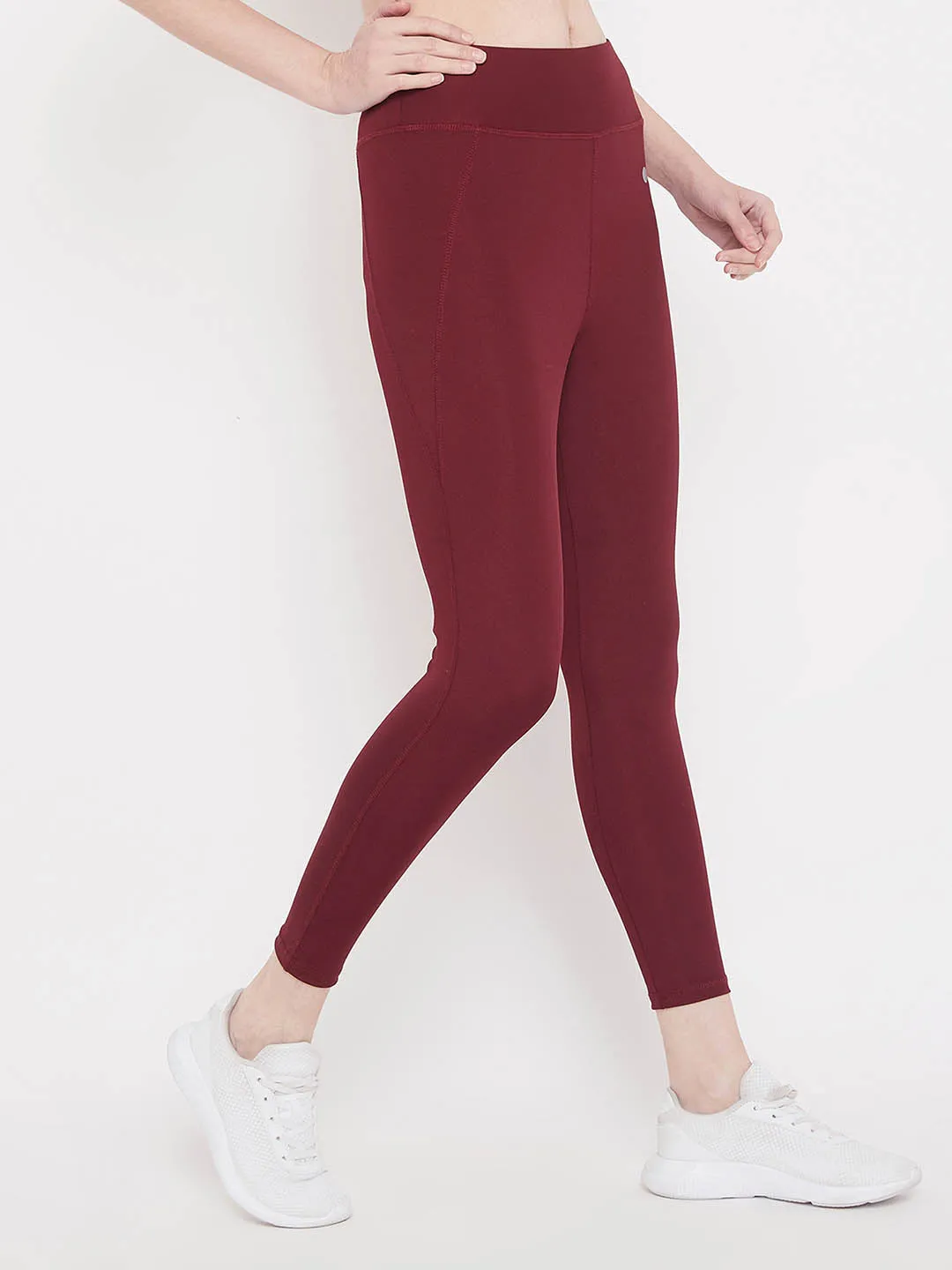 High Rise Activewear Tights In Maroon