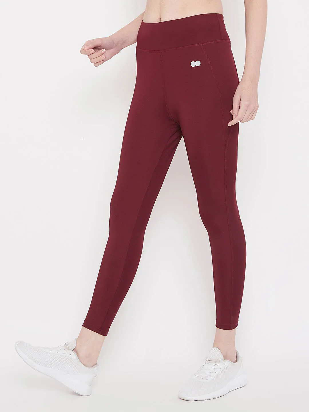 High Rise Activewear Tights In Maroon