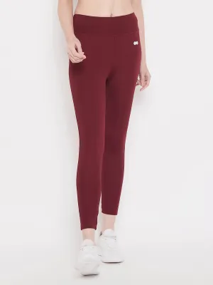 High Rise Activewear Tights In Maroon