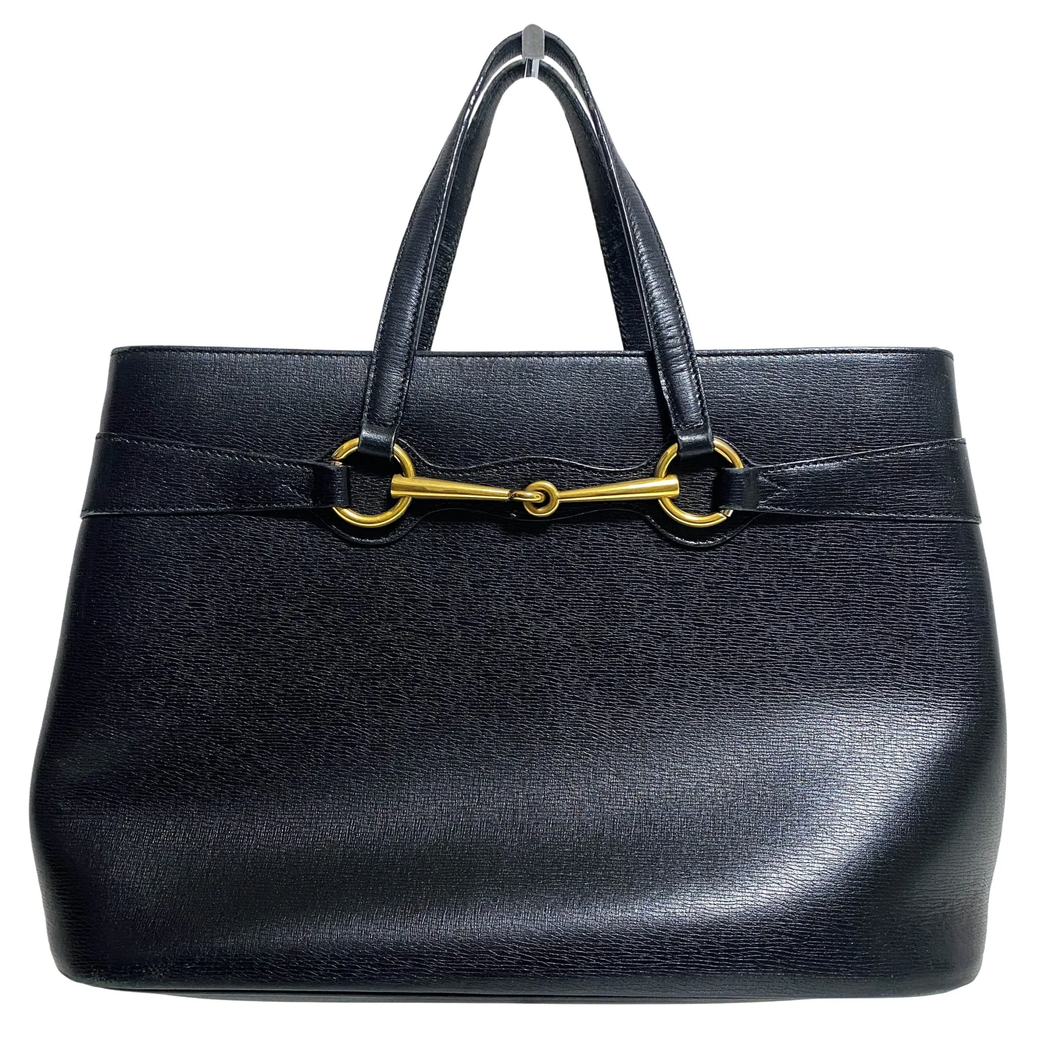 Horsebit Black Leather Tote Handbag