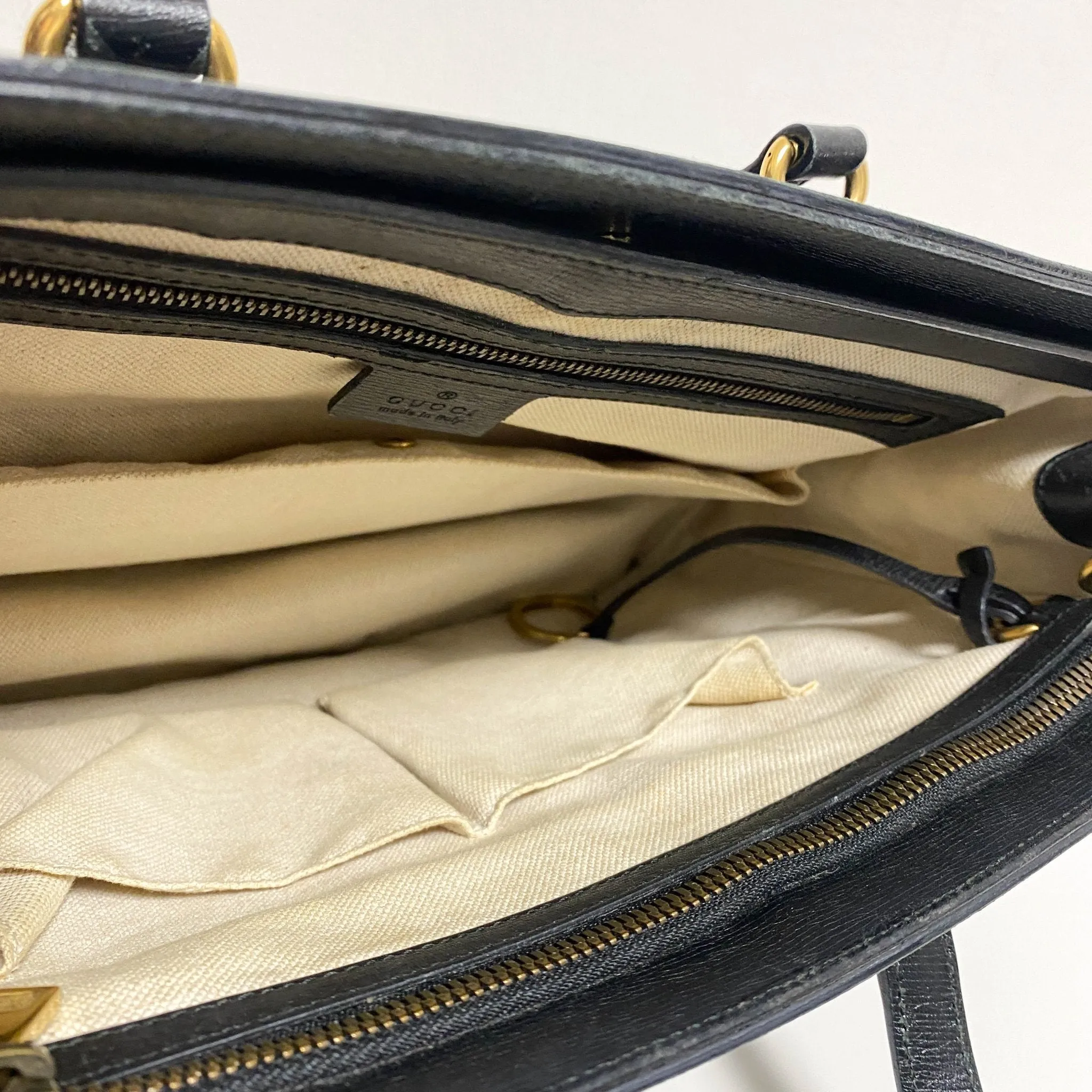 Horsebit Black Leather Tote Handbag