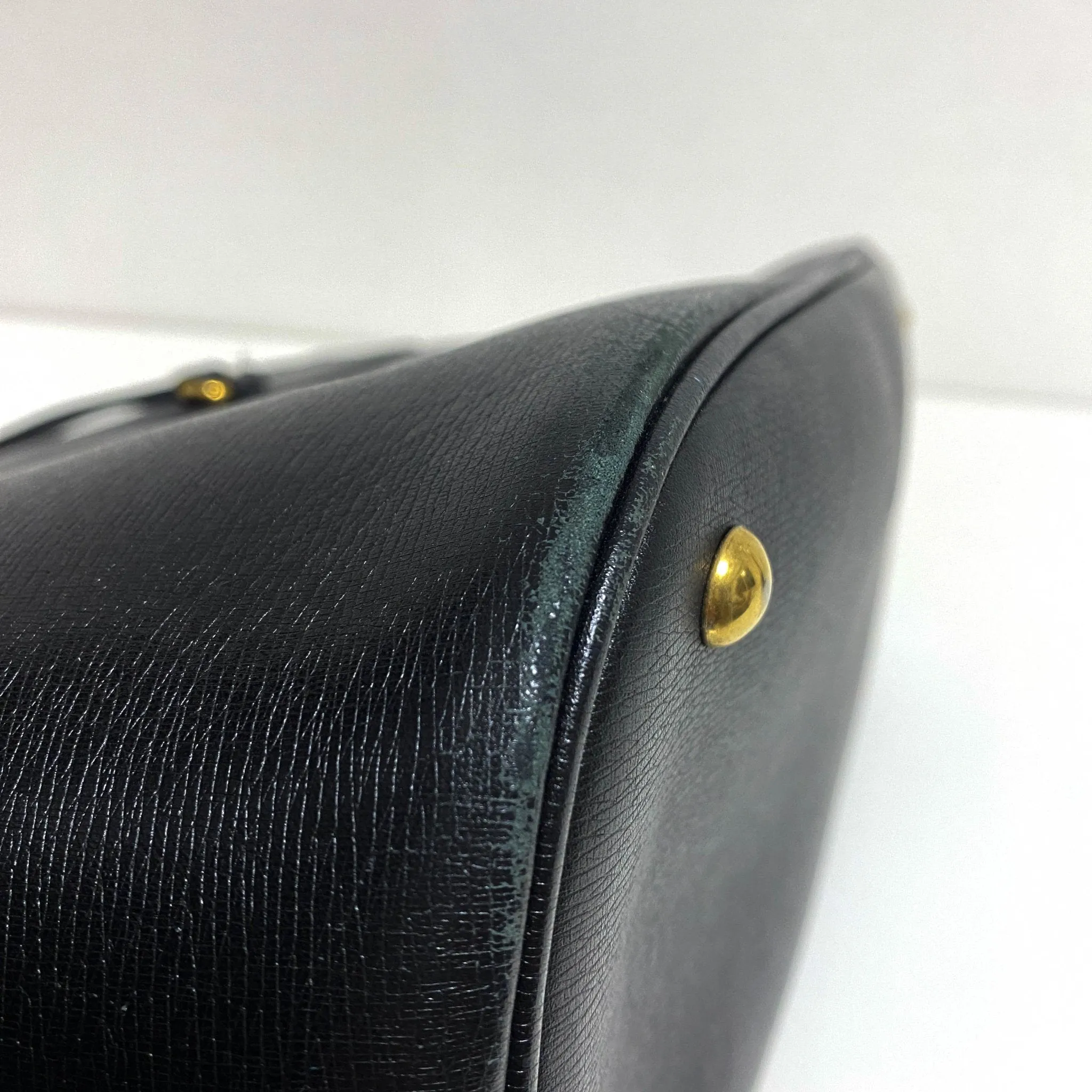 Horsebit Black Leather Tote Handbag