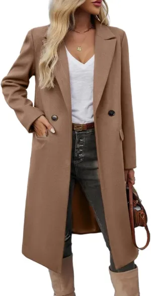 IDEALSANXUN Womens Long Wool Coats Fall Winter Trench Coat Peacoat Dress Jackets