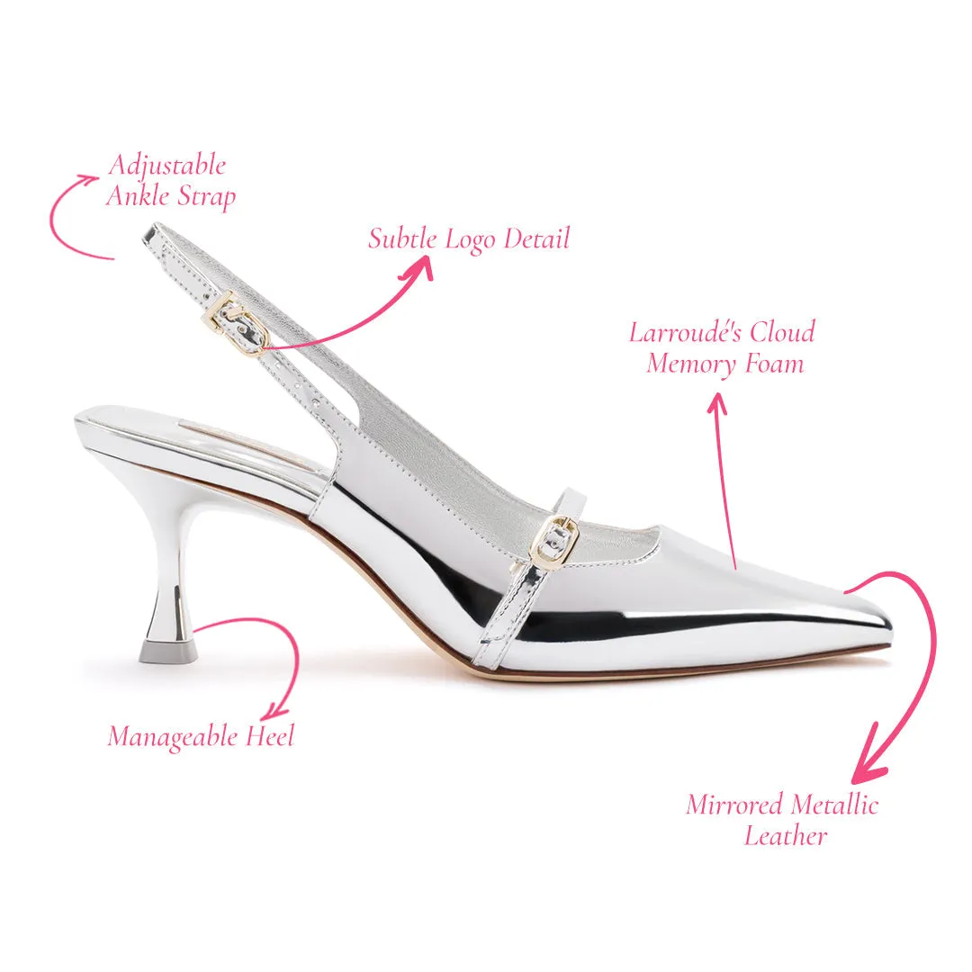 Ines Pump In Silver Specchio by Larroudé