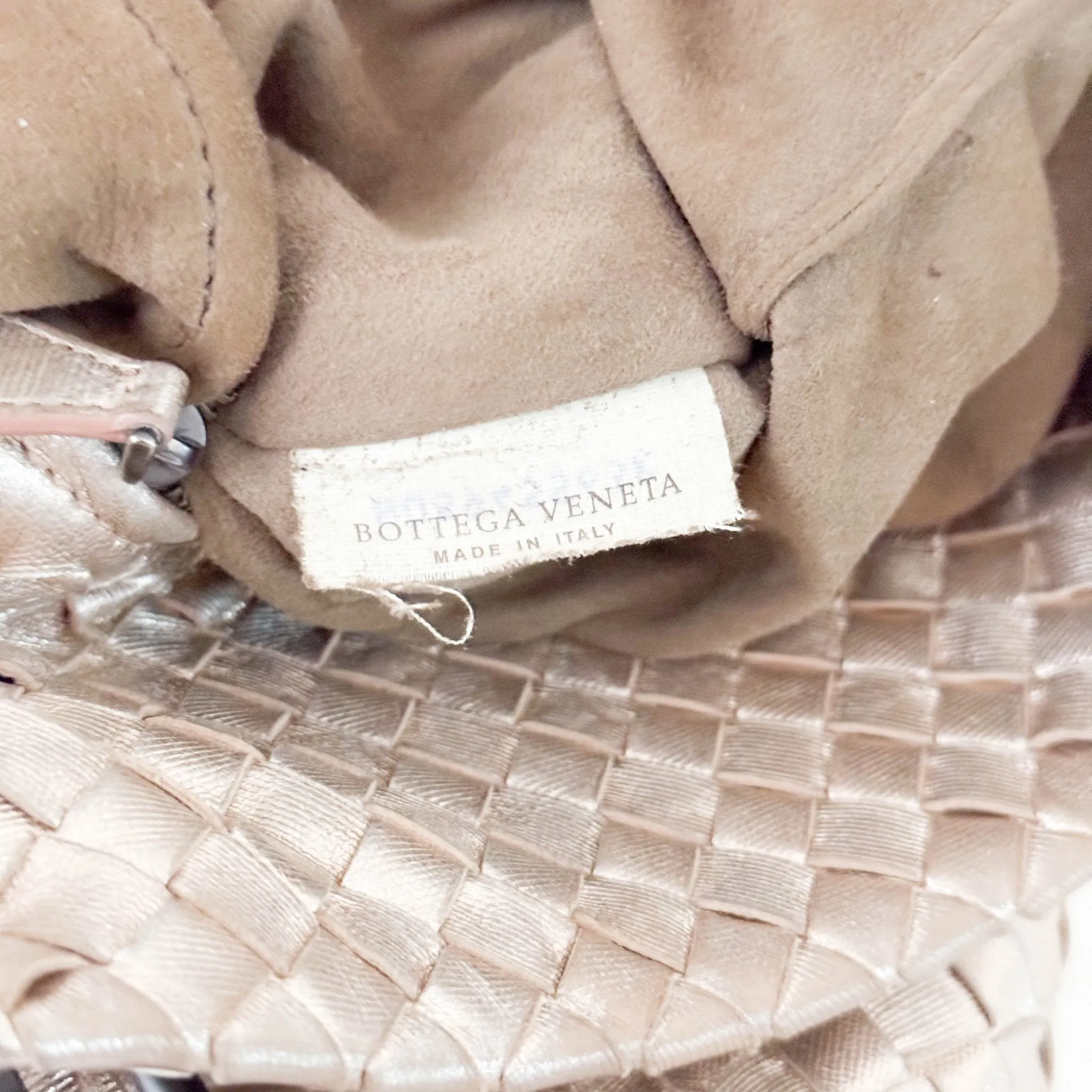 Intrecciato Cesta Metallic Pink Leather Strap Tote / Shoulder Bag