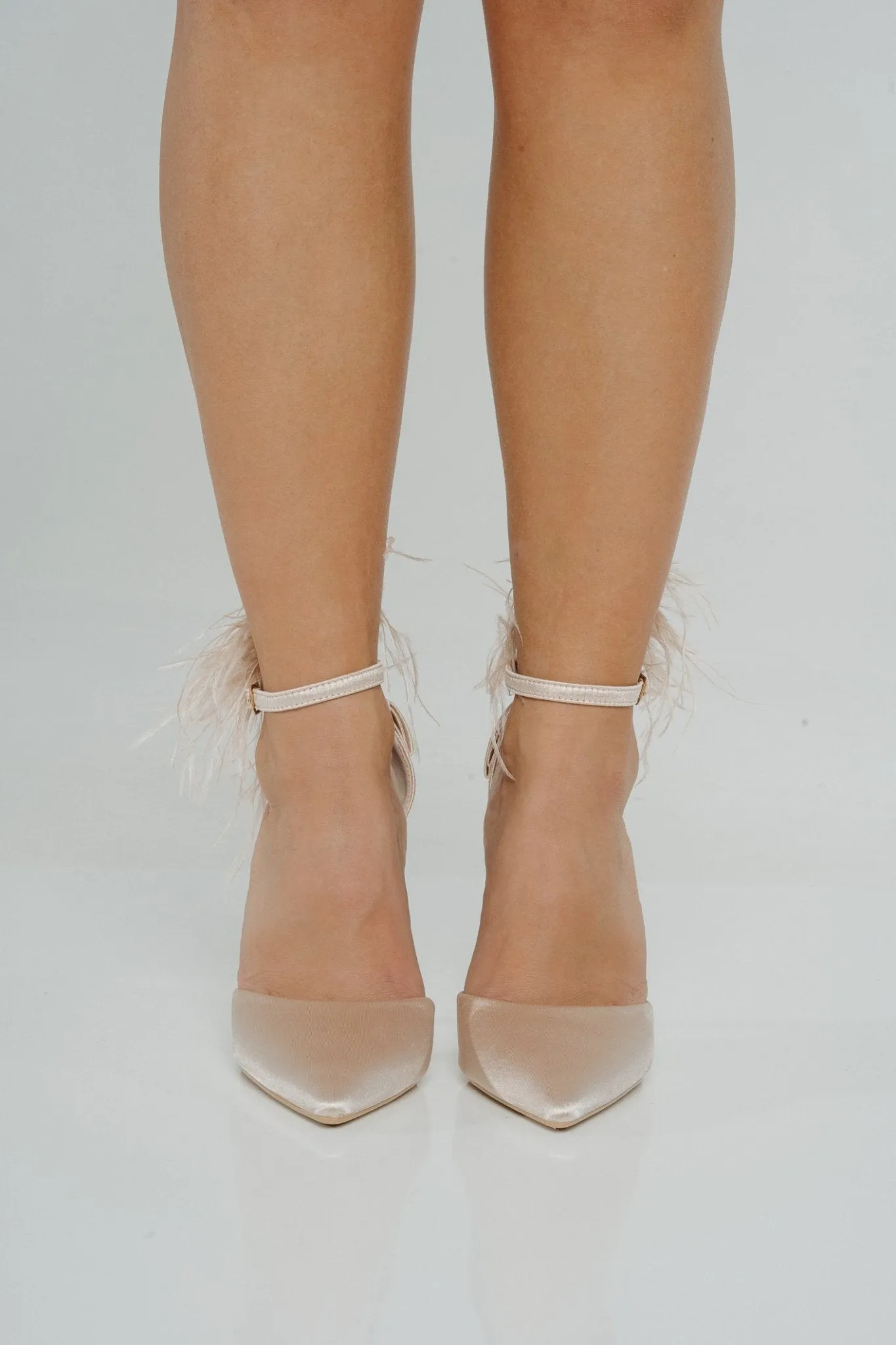 Izzy Feather Detail Heel In Champagne