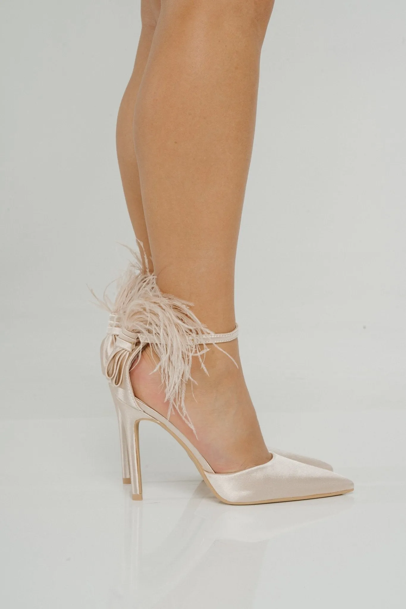 Izzy Feather Detail Heel In Champagne