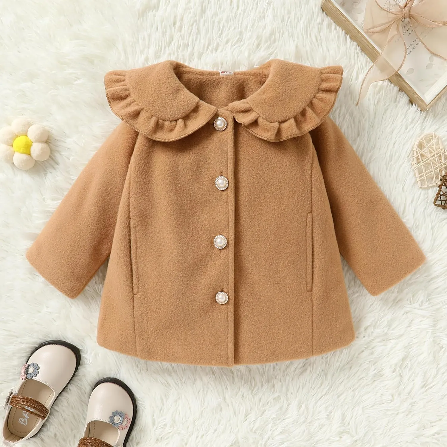 JEELLIGULAR Toddler Baby Girl Coats Kids Cloak Button Warm Thick Jacket Clothes Baby Fall Winter Outwear Clothes Set