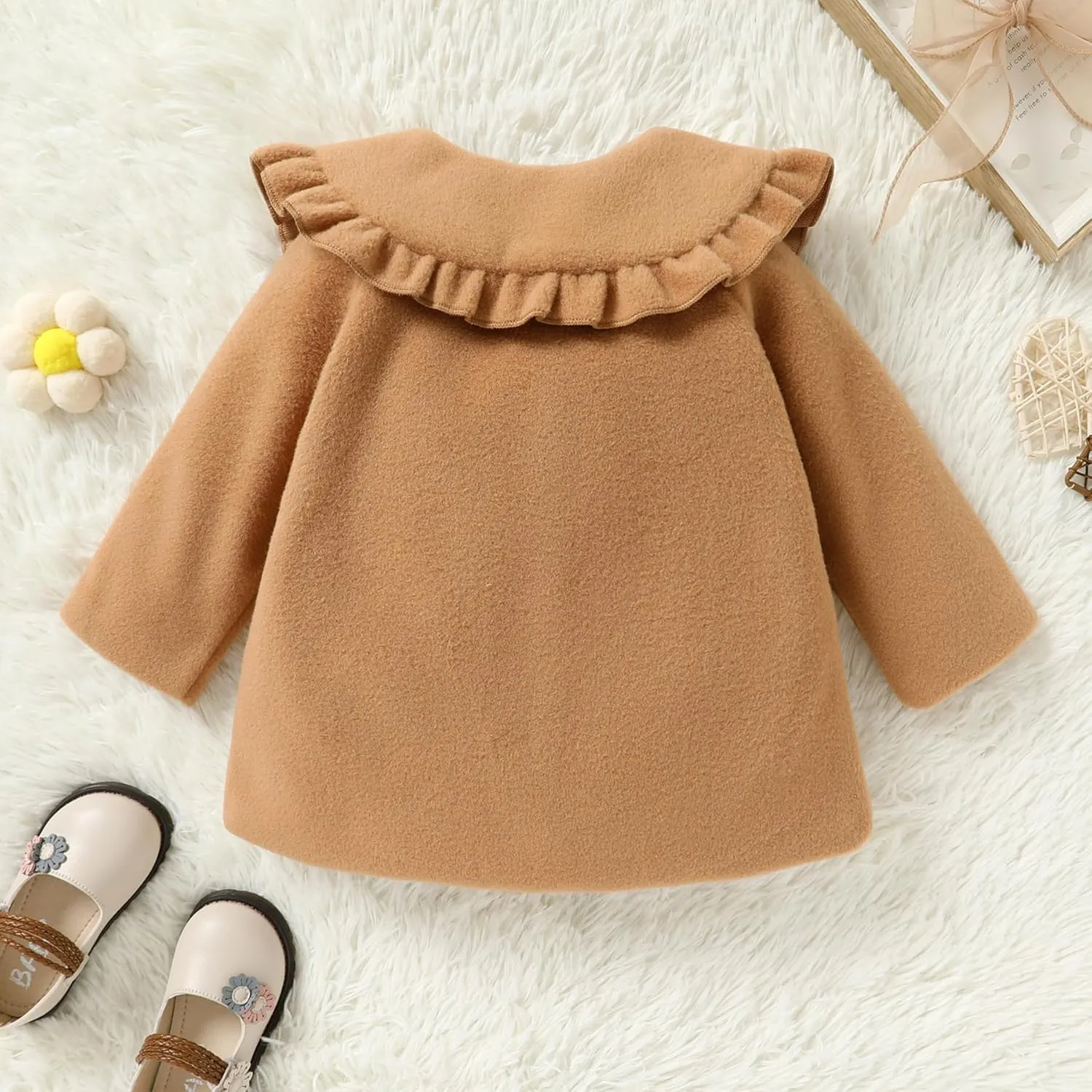 JEELLIGULAR Toddler Baby Girl Coats Kids Cloak Button Warm Thick Jacket Clothes Baby Fall Winter Outwear Clothes Set