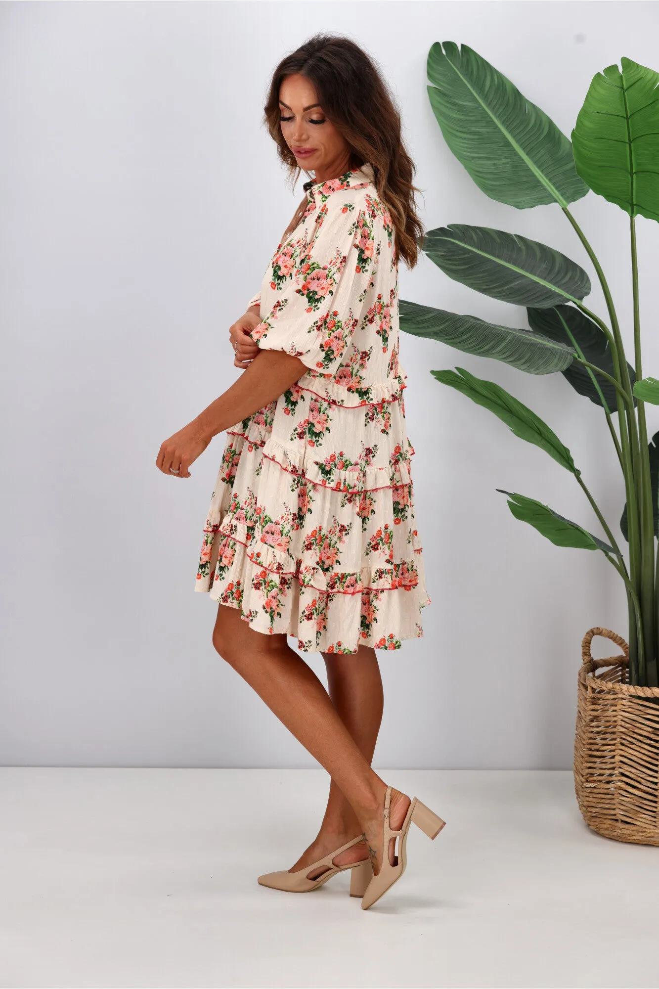 Joop & Gypsy Marseille Ditsy Garden Party Dress Latte