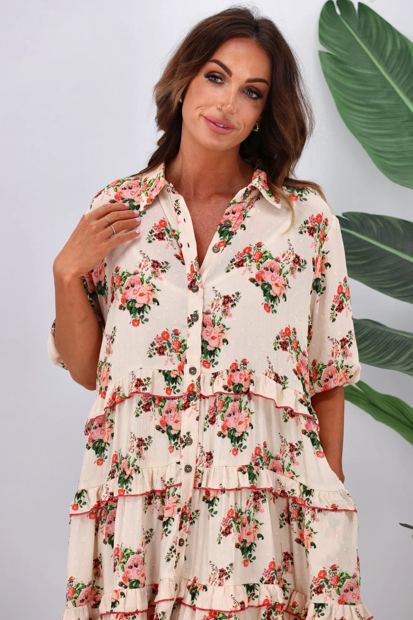 Joop & Gypsy Marseille Ditsy Garden Party Dress Latte