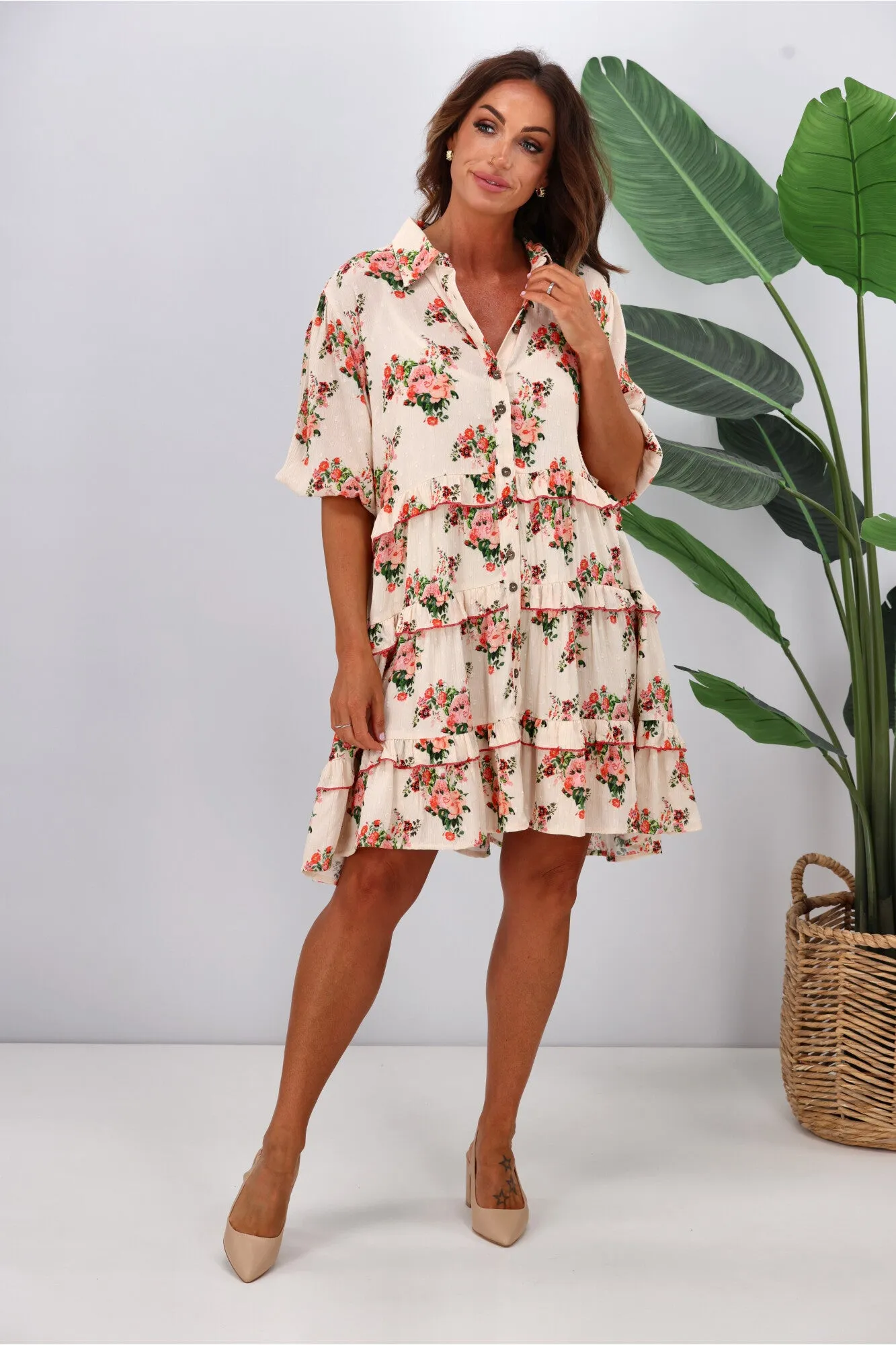 Joop & Gypsy Marseille Ditsy Garden Party Dress Latte