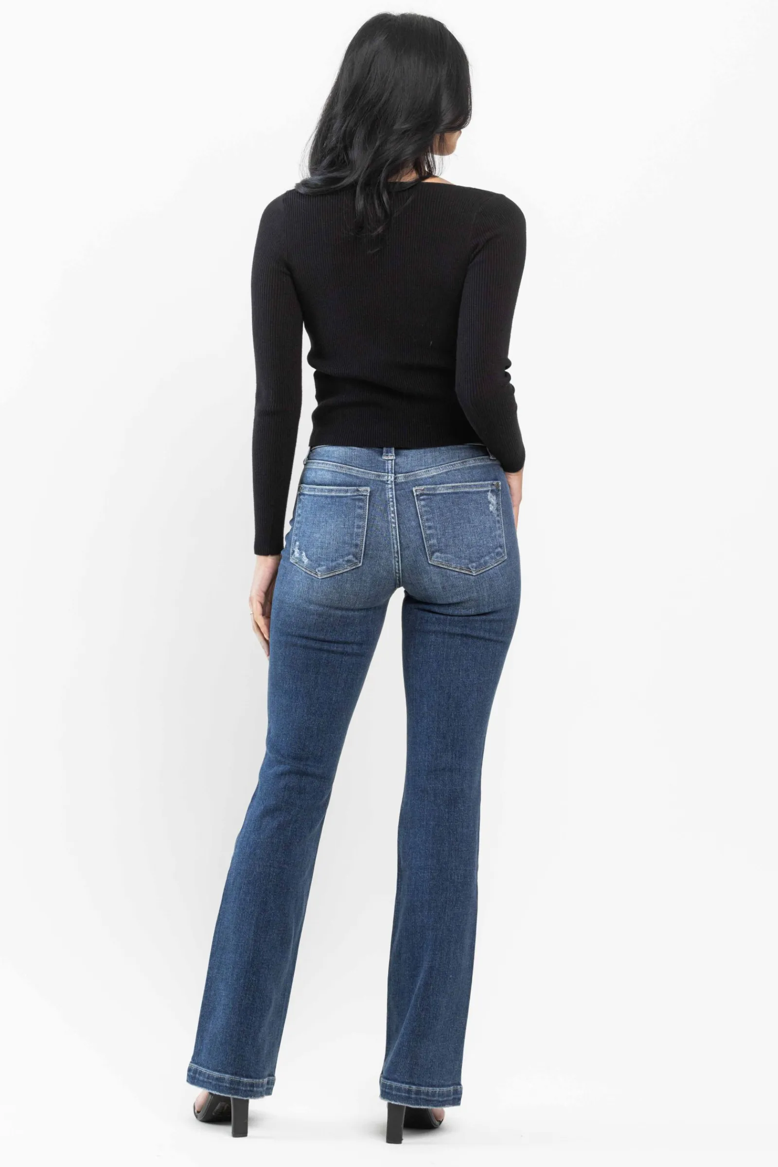 Judy Blue Mid Rise Hand Sand & Destroy Bootcut