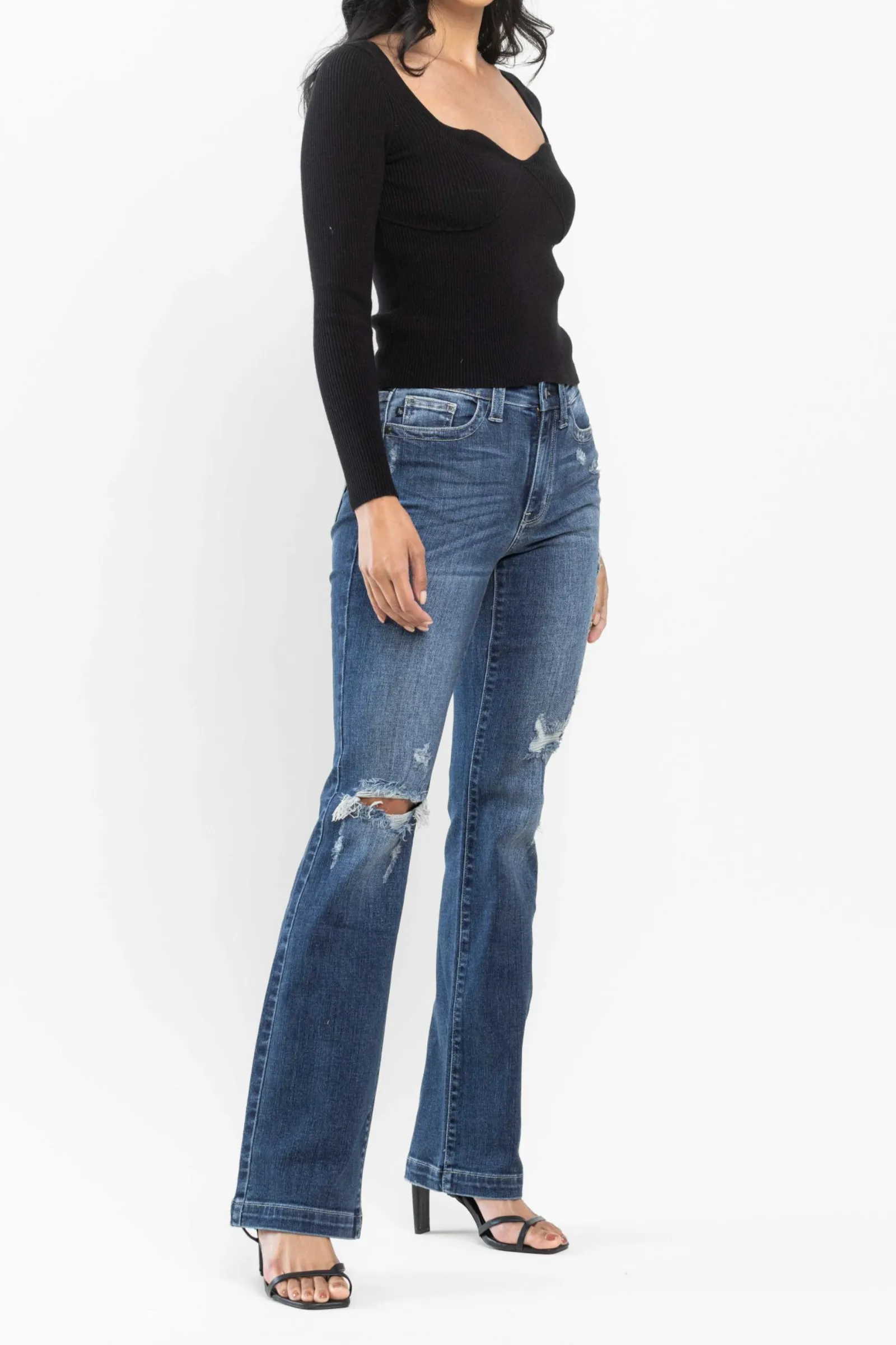 Judy Blue Mid Rise Hand Sand & Destroy Bootcut