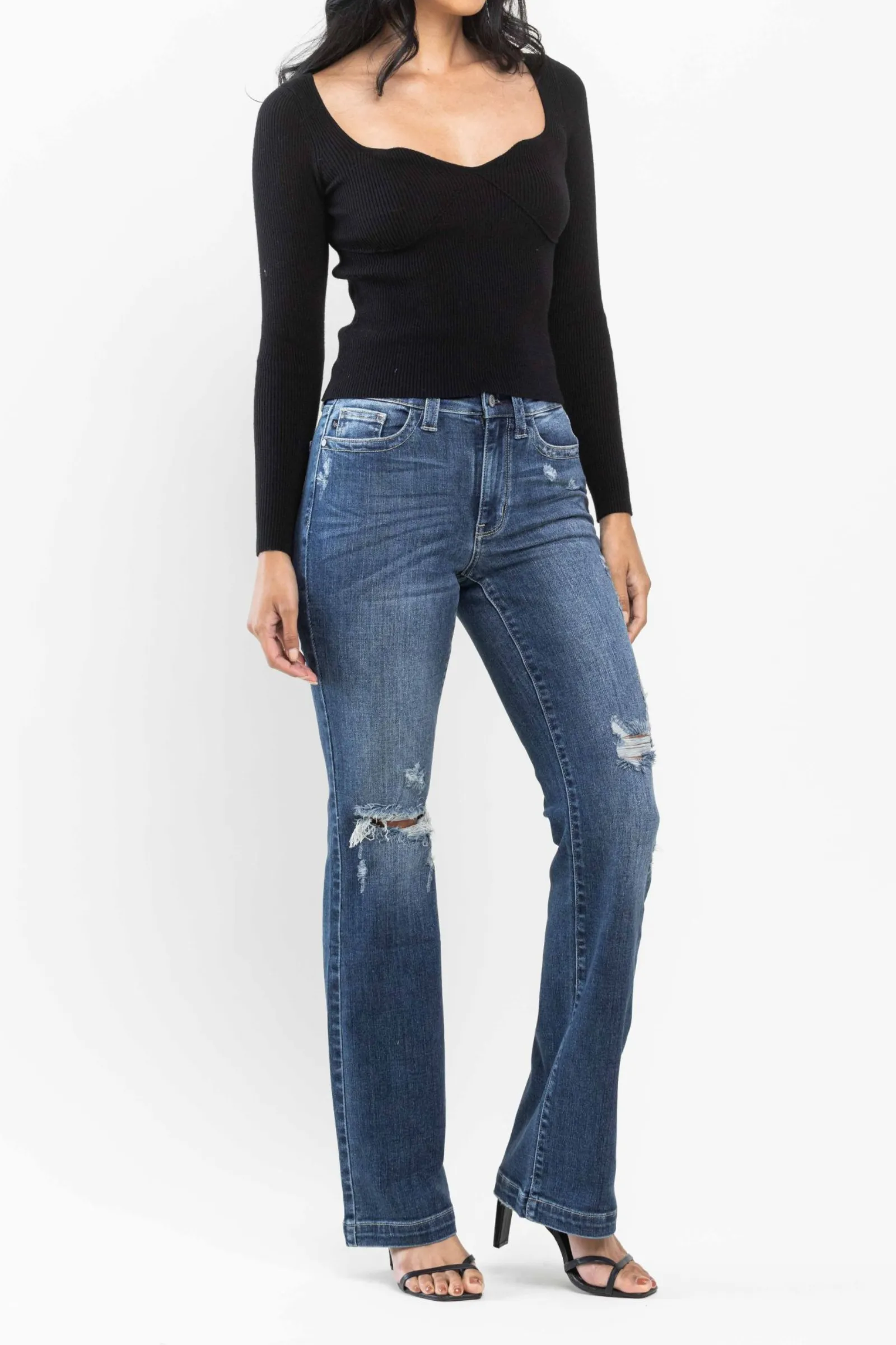 Judy Blue Mid Rise Hand Sand & Destroy Bootcut