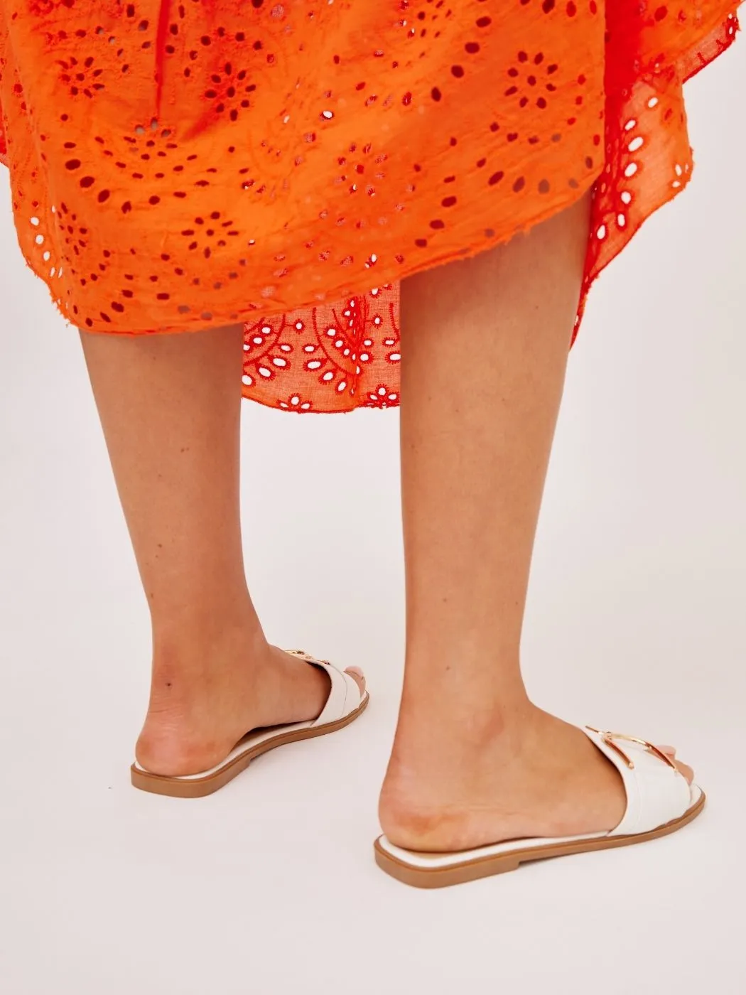 Karla Metal Detail Sandal / White