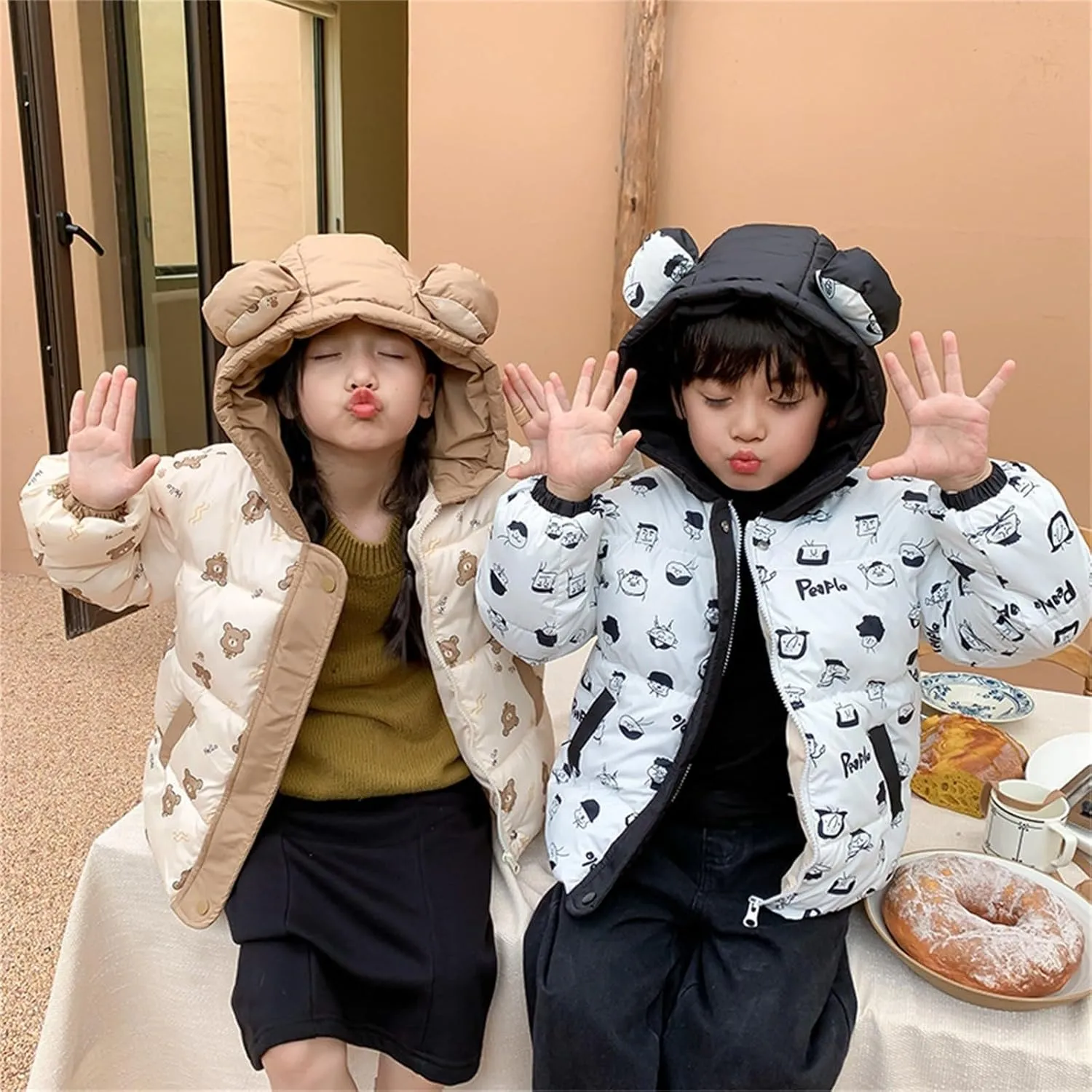 Kids Toddler Baby Girls Boys Winter Warm Thick Solid Cotton Long Sleeve Padded Jacket Coat Clothes Kid Jackets for