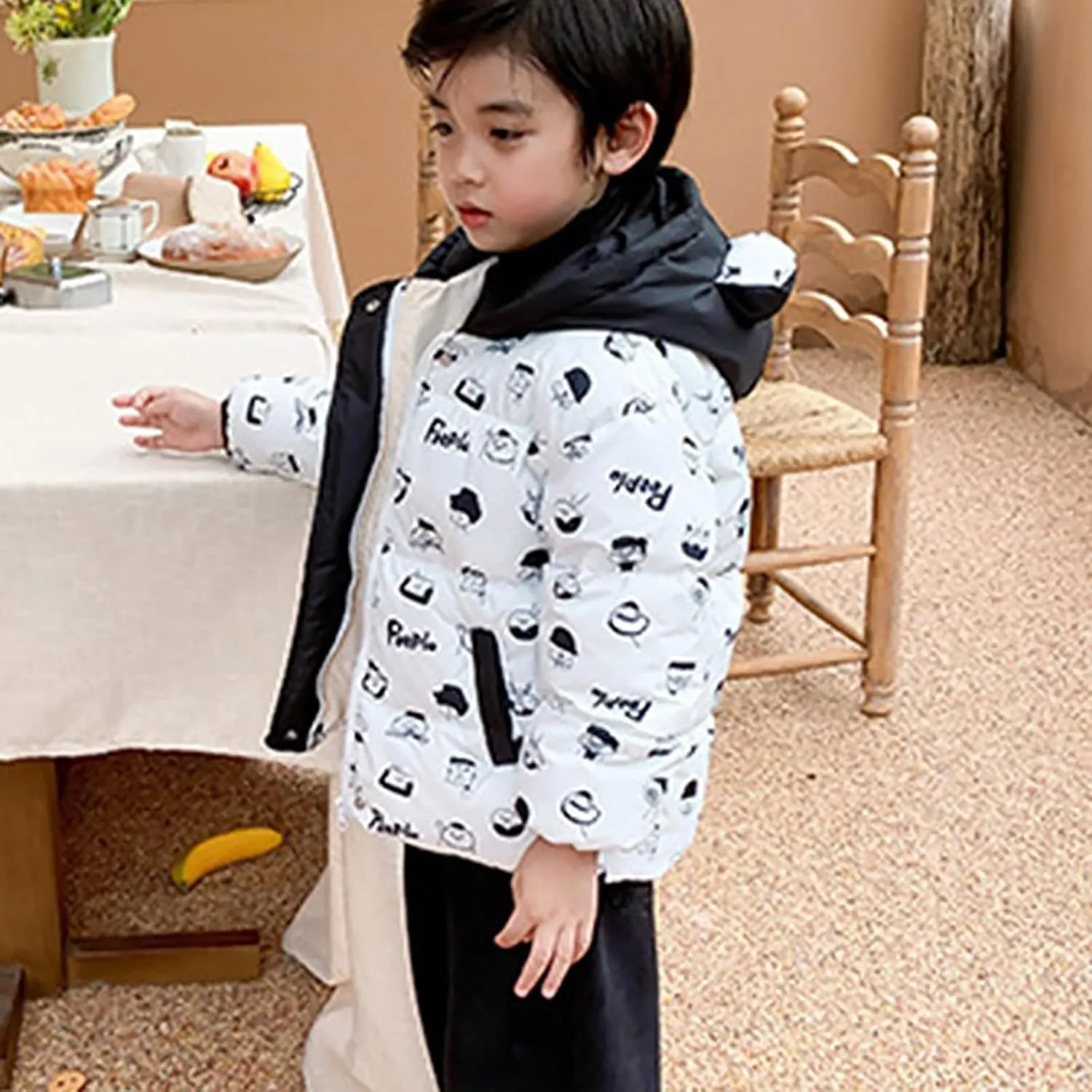 Kids Toddler Baby Girls Boys Winter Warm Thick Solid Cotton Long Sleeve Padded Jacket Coat Clothes Kid Jackets for