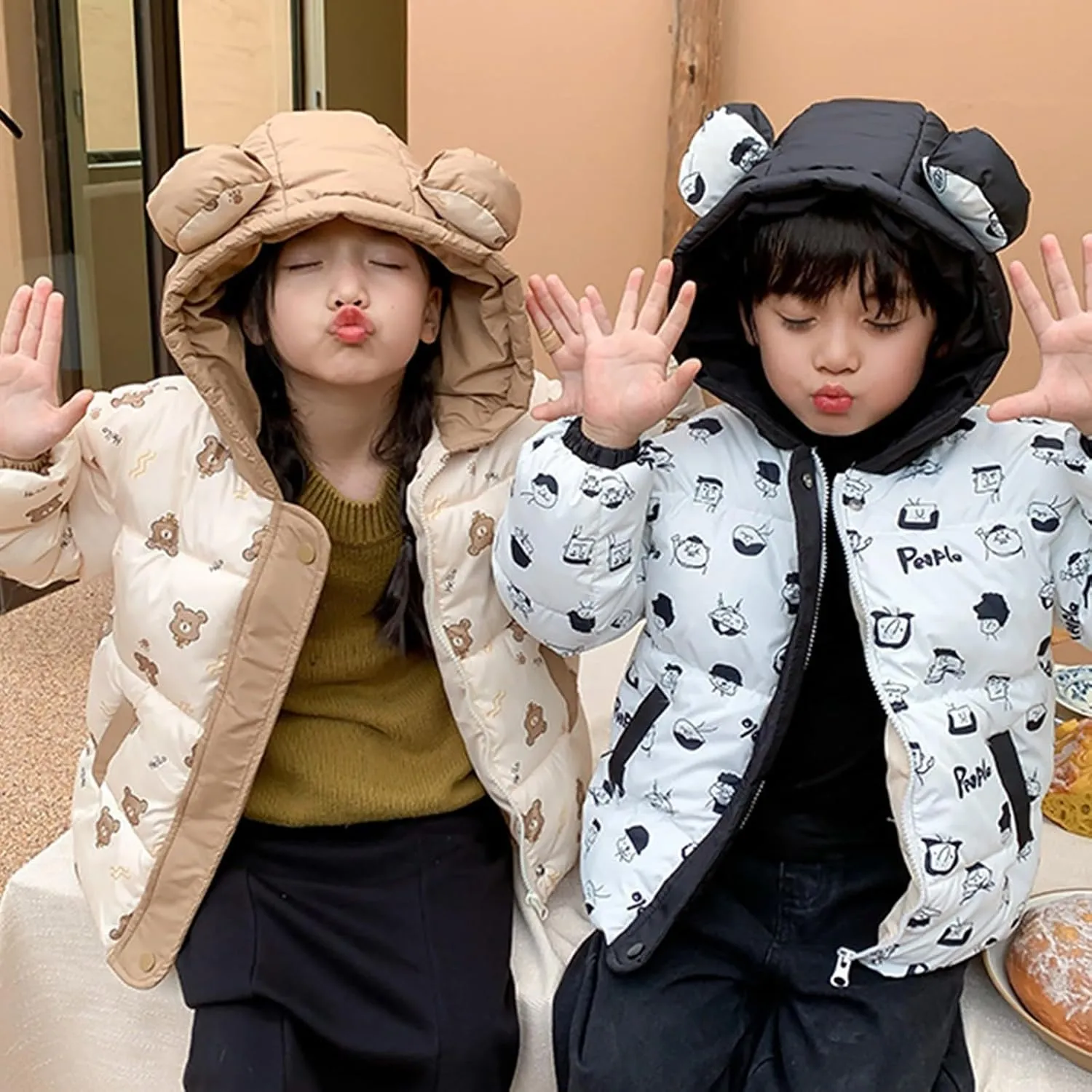 Kids Toddler Baby Girls Boys Winter Warm Thick Solid Cotton Long Sleeve Padded Jacket Coat Clothes Kid Jackets for