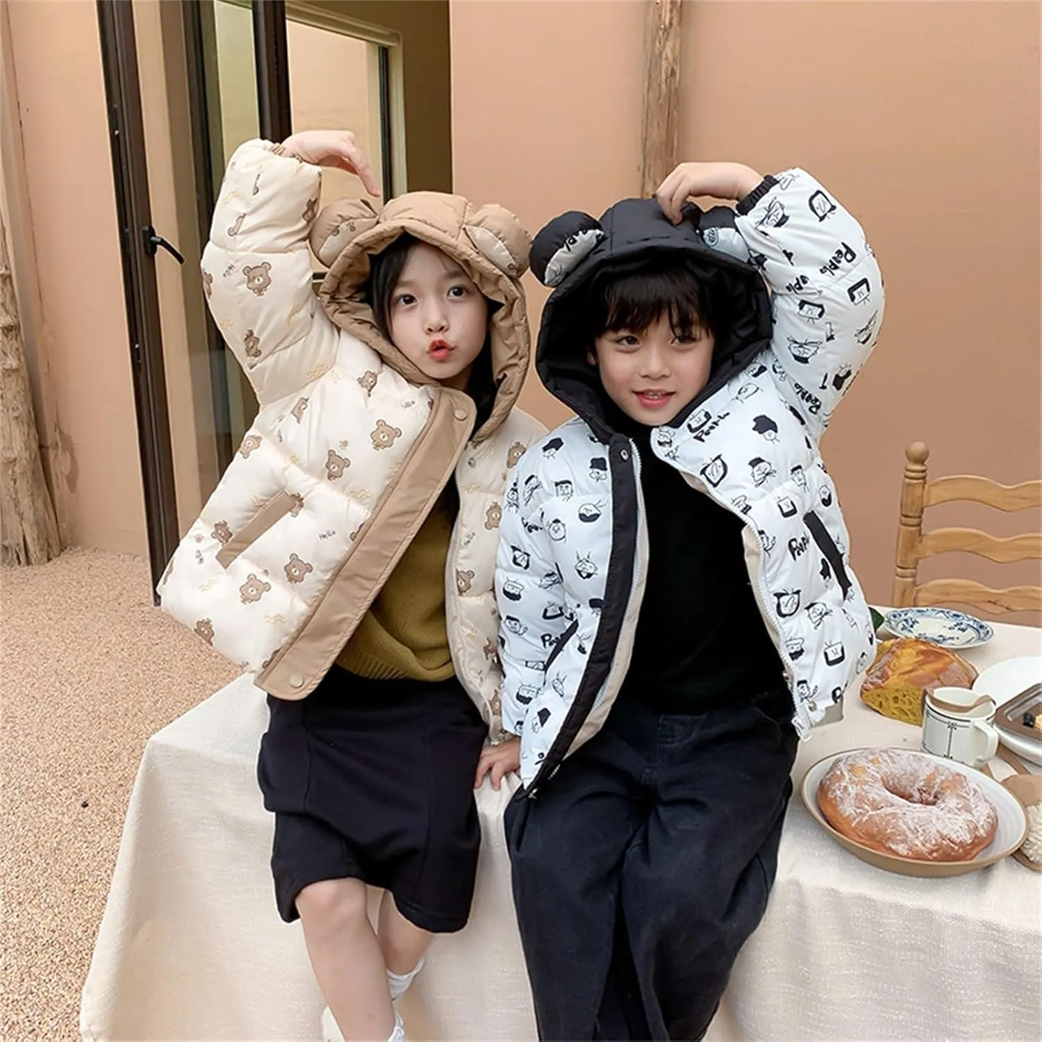 Kids Toddler Baby Girls Boys Winter Warm Thick Solid Cotton Long Sleeve Padded Jacket Coat Clothes Kid Jackets for