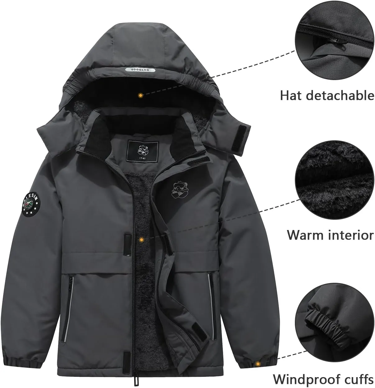 Kid's Waterproof Ski Jacket Warm Winter Coat Boys Snowboarding Jackets Outdoor