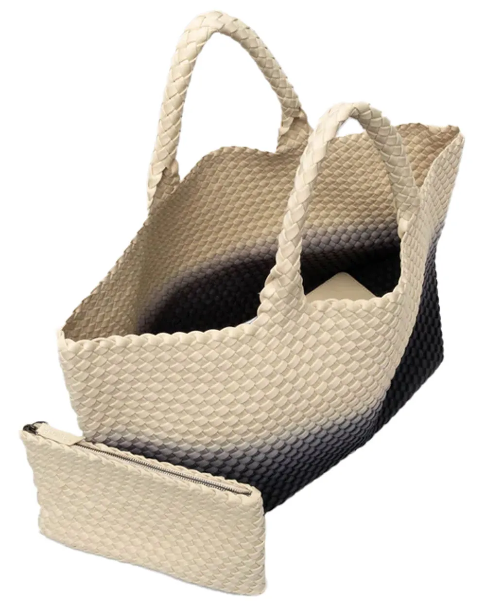 Large St. Barths Dip Dyed Tote in Black Sand