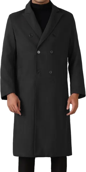 Lars Amadeus Long Trench Coat for Men's Classic Notched Lapel Double Breasted Overcoats