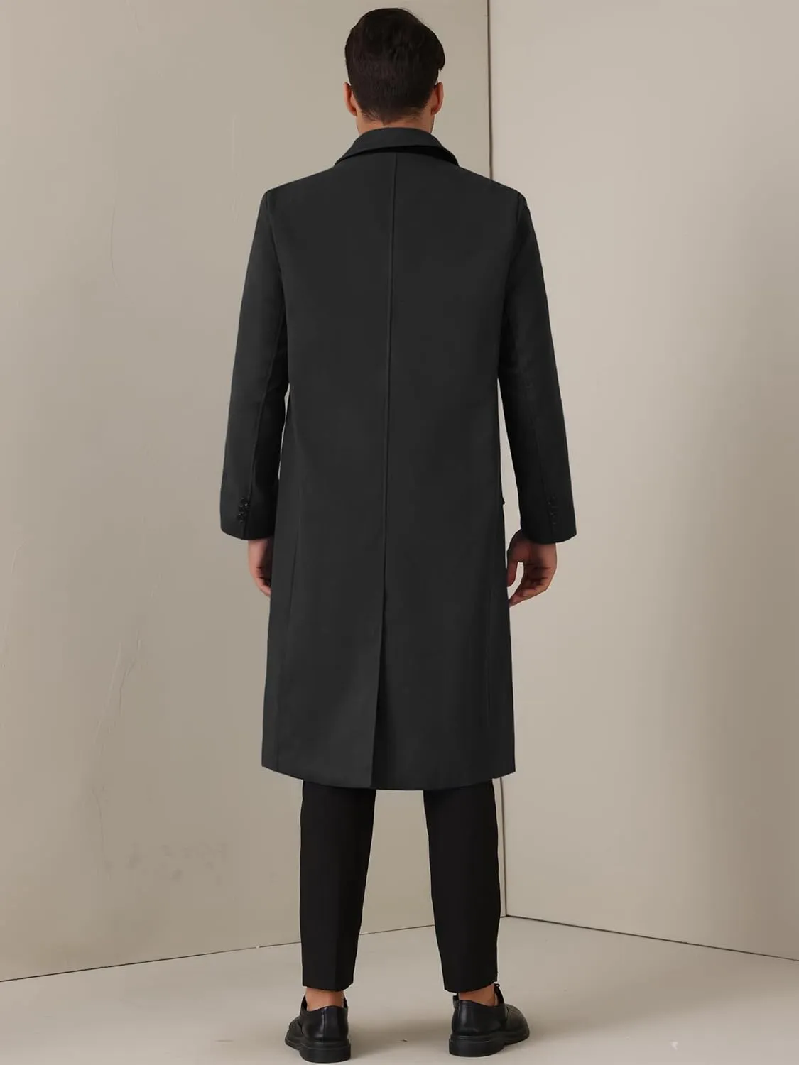 Lars Amadeus Long Trench Coat for Men's Classic Notched Lapel Double Breasted Overcoats