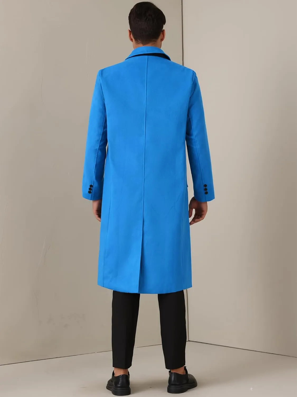 Lars Amadeus Long Trench Coat for Men's Classic Notched Lapel Double Breasted Overcoats