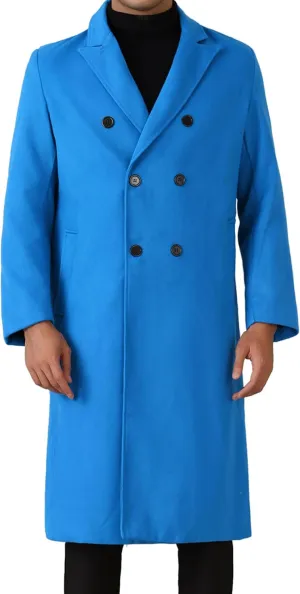 Lars Amadeus Long Trench Coat for Men's Classic Notched Lapel Double Breasted Overcoats