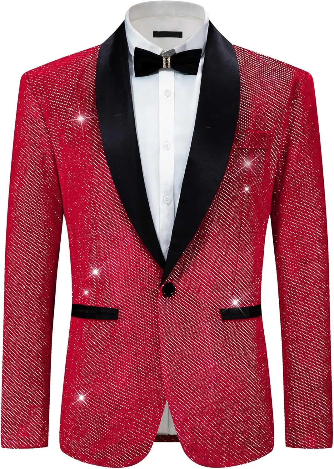 Lars Amadeus Sparkly Blazers for Men's Wedding Shawl Lapel Party Metallic Glitter Suit Jackets