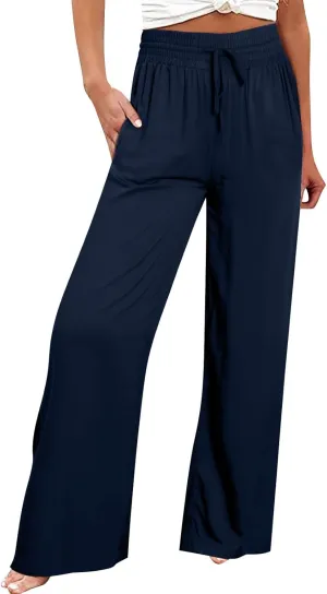 LCMTWX Flowy Pants for Women Solid Cotton and Pants with Pocket Long Pants with Pockets Pull On Pants for Women Womans