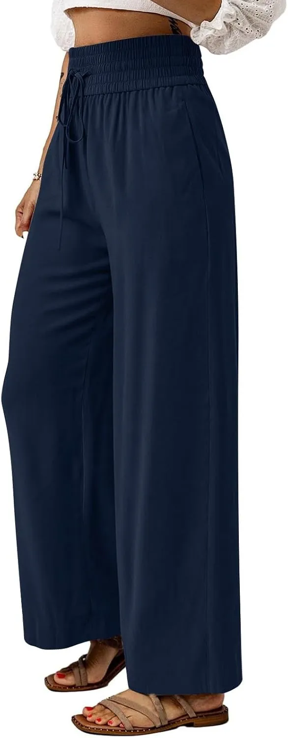 LCMTWX Flowy Pants for Women Solid Cotton and Pants with Pocket Long Pants with Pockets Pull On Pants for Women Womans