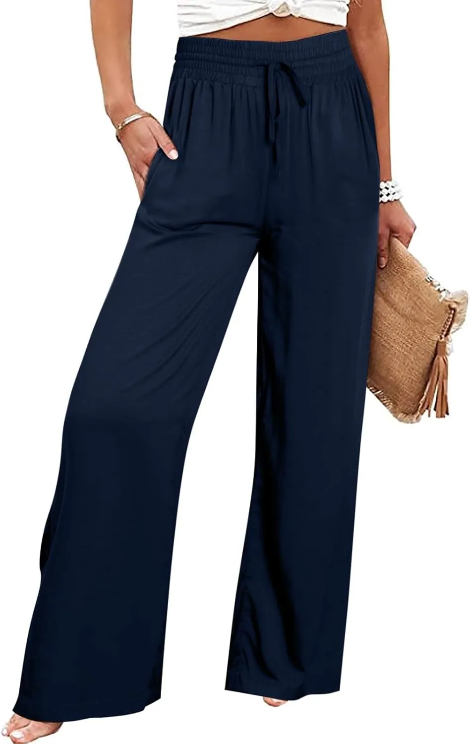 LCMTWX Flowy Pants for Women Solid Cotton and Pants with Pocket Long Pants with Pockets Pull On Pants for Women Womans