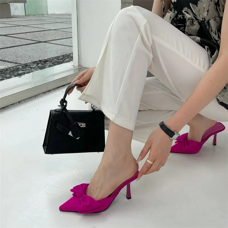 Looking Fabulous Bow Mule Heels
