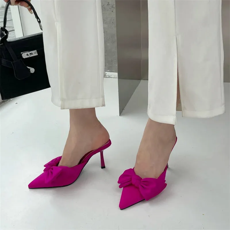 Looking Fabulous Bow Mule Heels