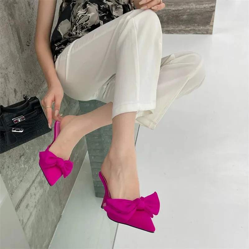 Looking Fabulous Bow Mule Heels