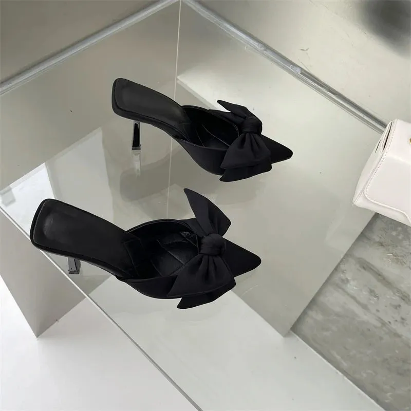 Looking Fabulous Bow Mule Heels