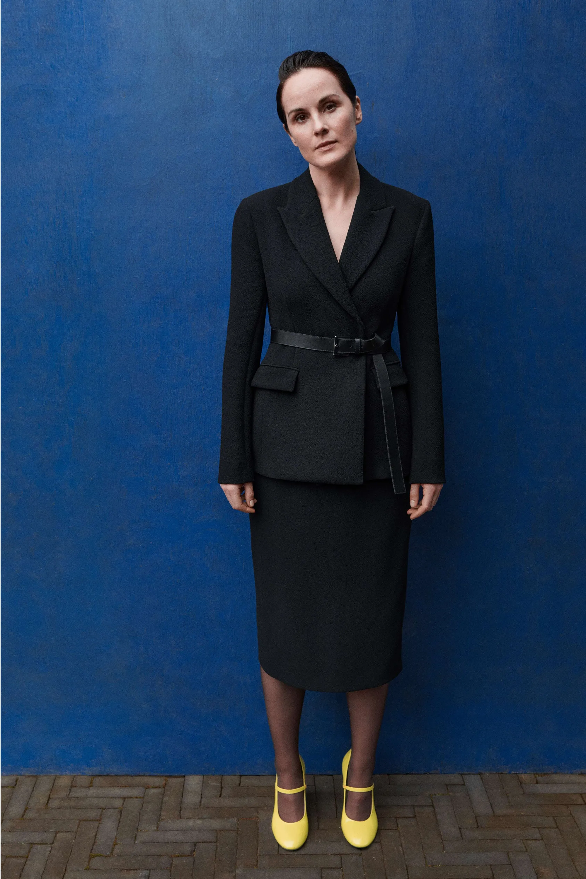 Lorinda Pencil Skirt In Black Double Crepe