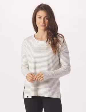 Lounge Long Sleeve: White/Charcoal Heather Stripe