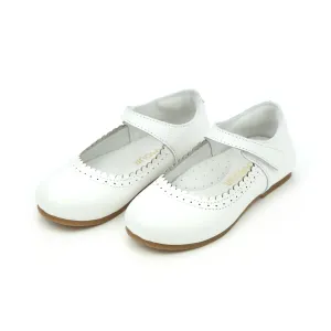 Lucille Scalloped Flat French in White