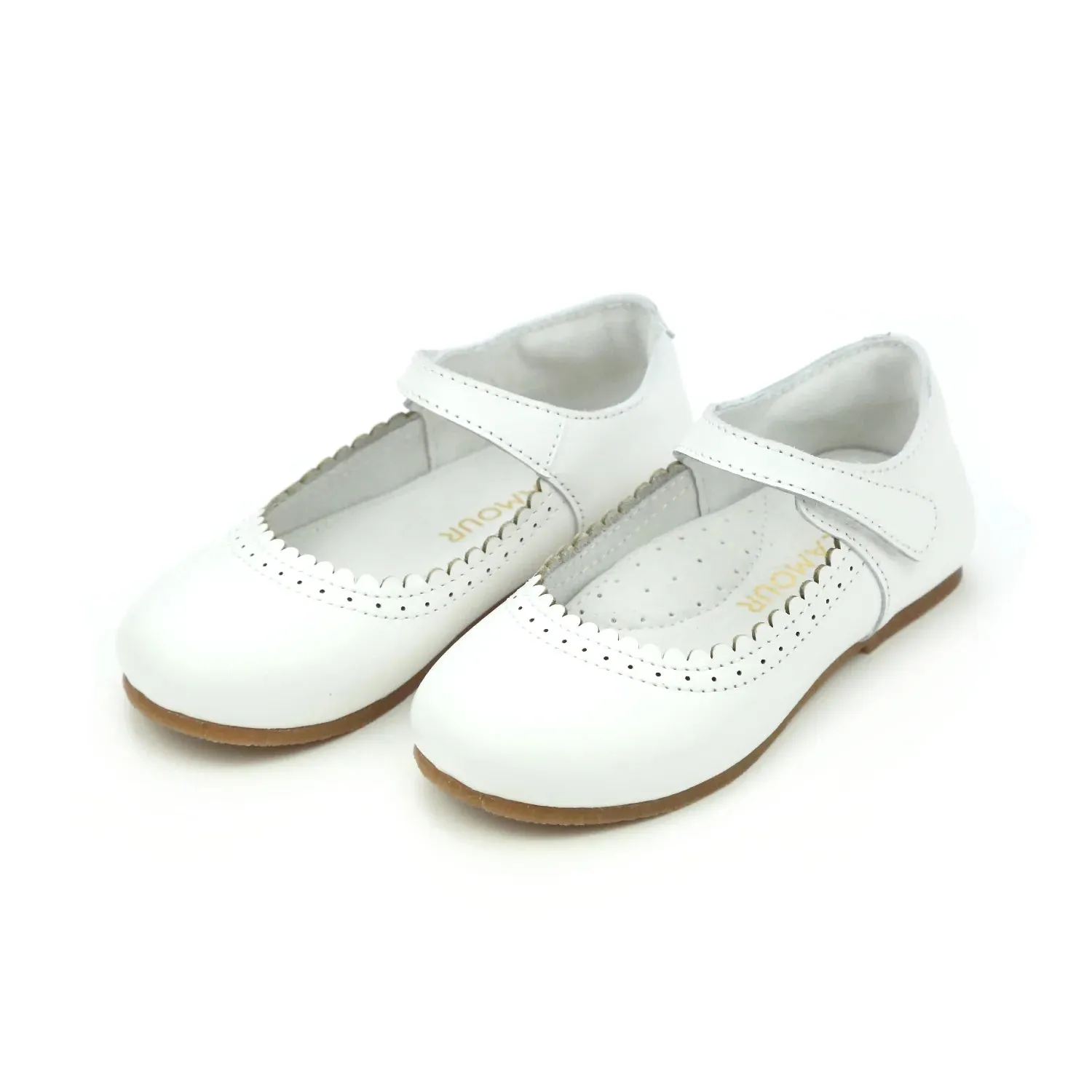 Lucille Scalloped Flat French in White